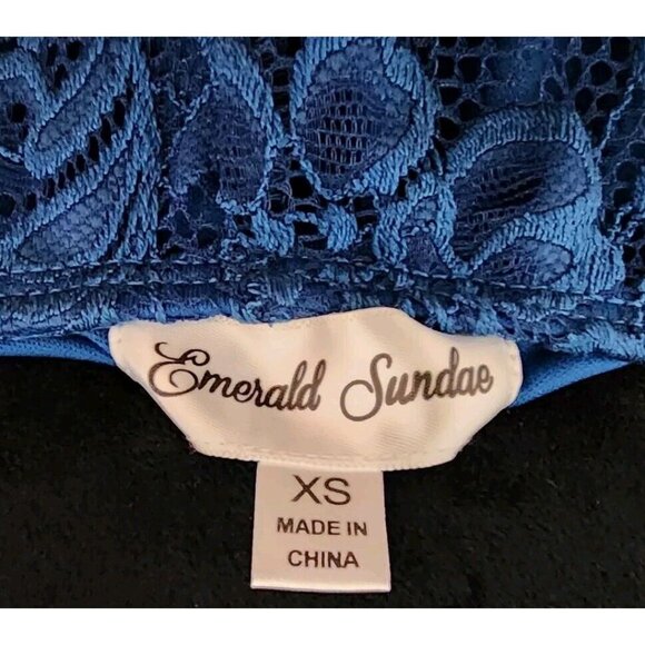 Emerald Sundae Women's Teal Blue Babydoll Prom Dance Lace Dress Open Back Sz XS - Picture 5 of 5